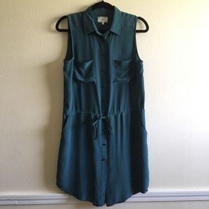 Lou & Grey Silk Sleeveless Shirt Dress